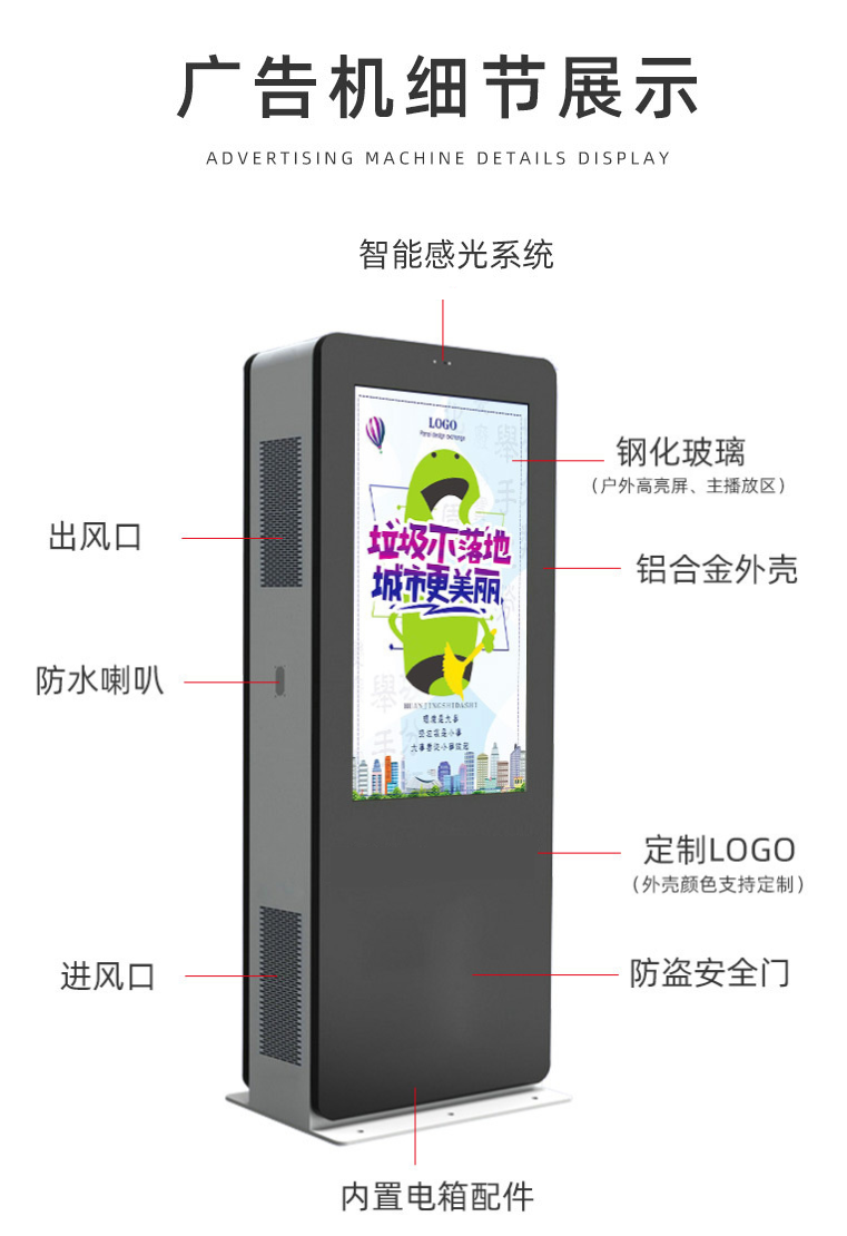 欣創(chuàng)鑫43寸立式戶外廣告機(jī) 高亮度防水液晶顯示器的引領(lǐng)者
